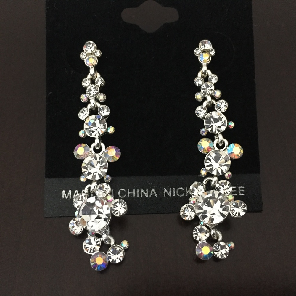 Antique Clear Rhinestone Drop Earrings